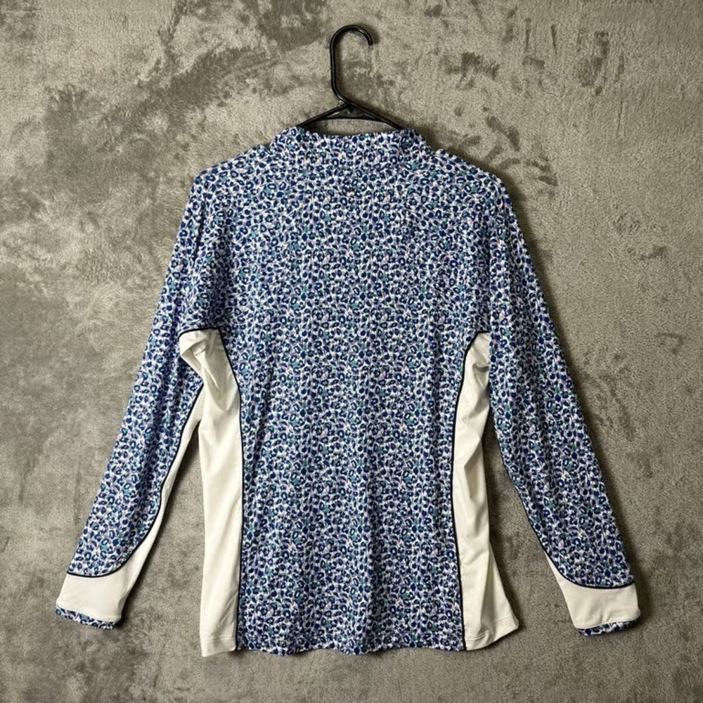 Peter Millar Women's Blue Floral Quarter-Zip Performance Top - Picture 3 of 3
